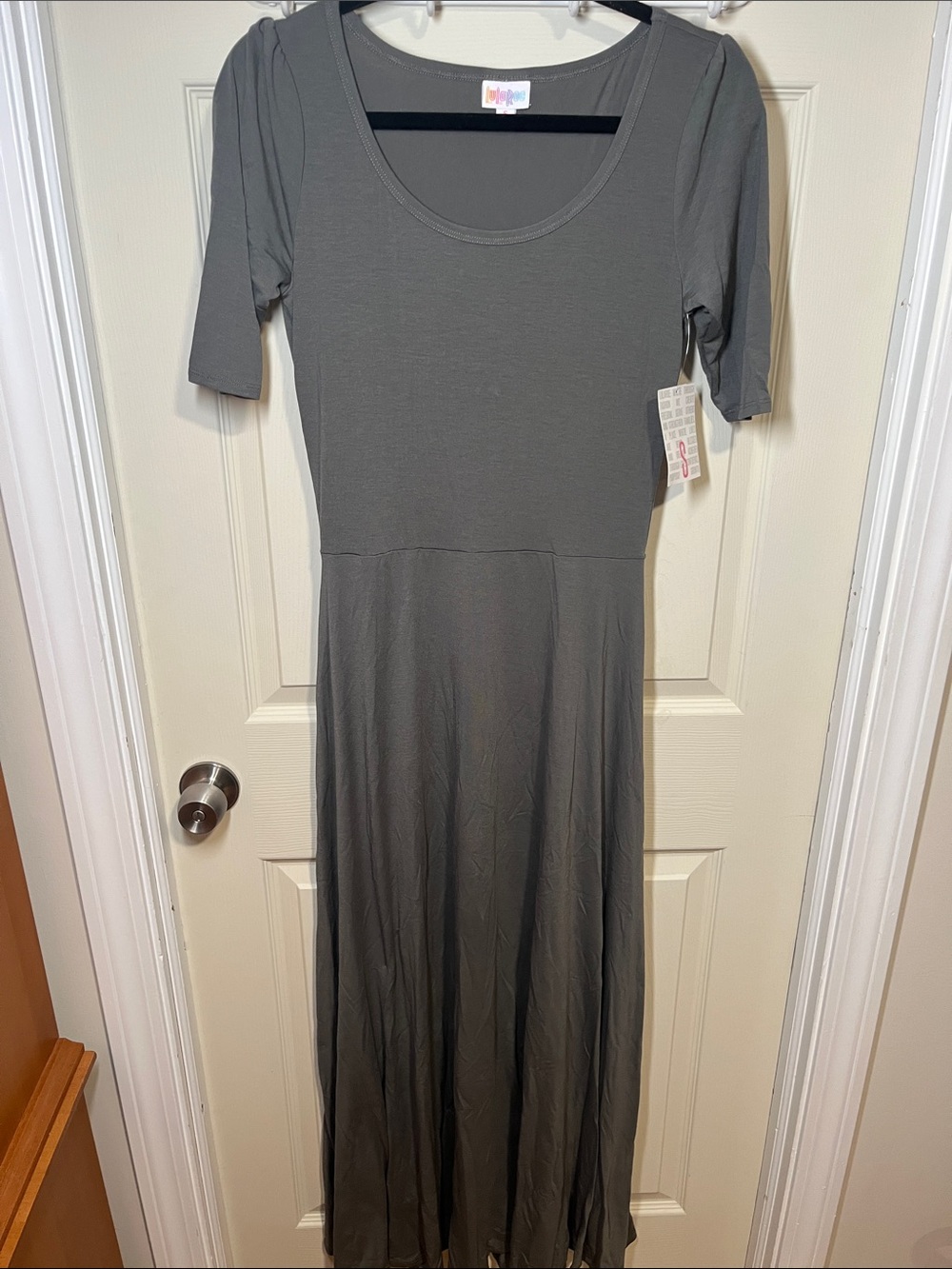 LuLaRoe Scoop Neck Maxi Dress in Charcoal Gray